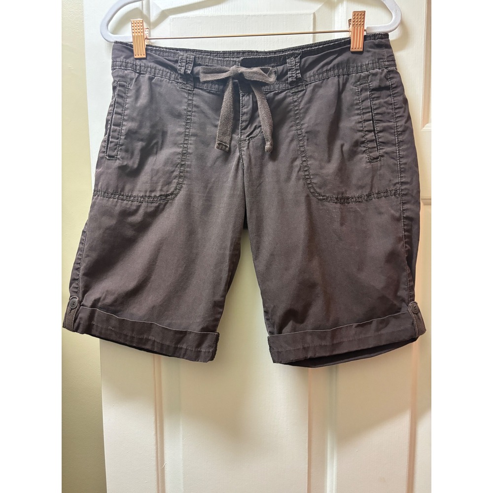 Mossimo Supply Co Womens Brown Cotton Cuffed Cargo Shorts Size 5 Drawstring Y2K